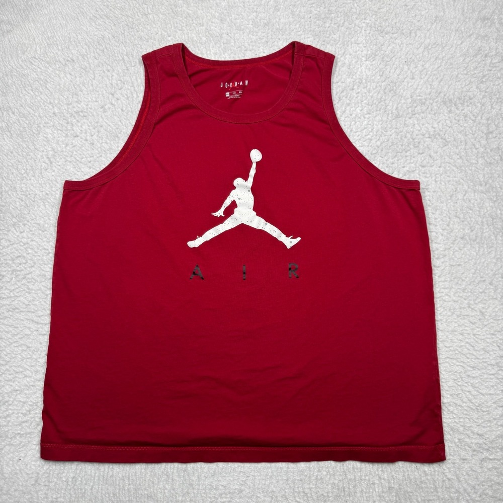 Air Jordan Red Sleeveless Tank Top Cotton Logo Crew Neck Men's Size 2XL